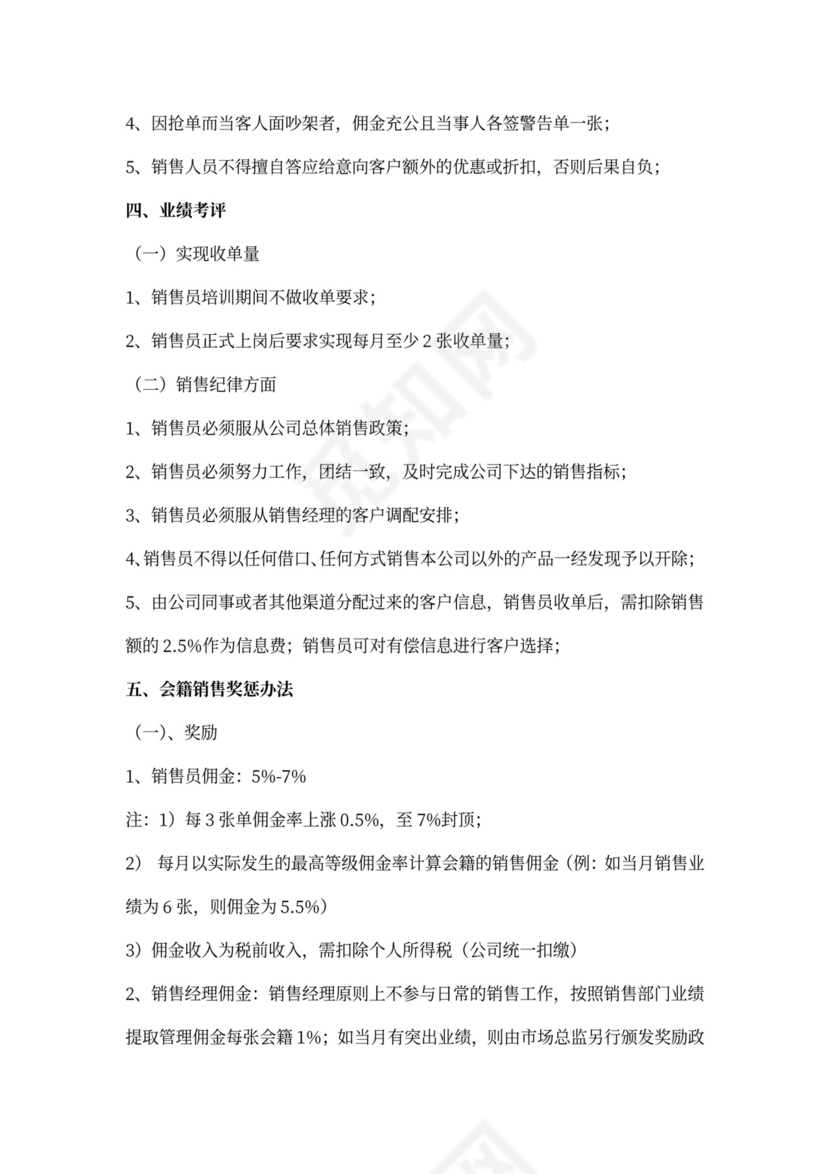 销售部门规章制度