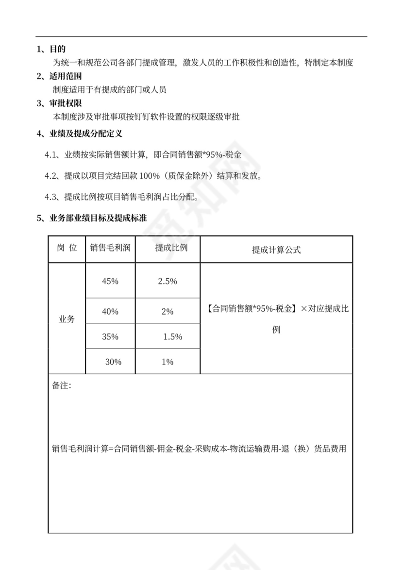 提成管理制度