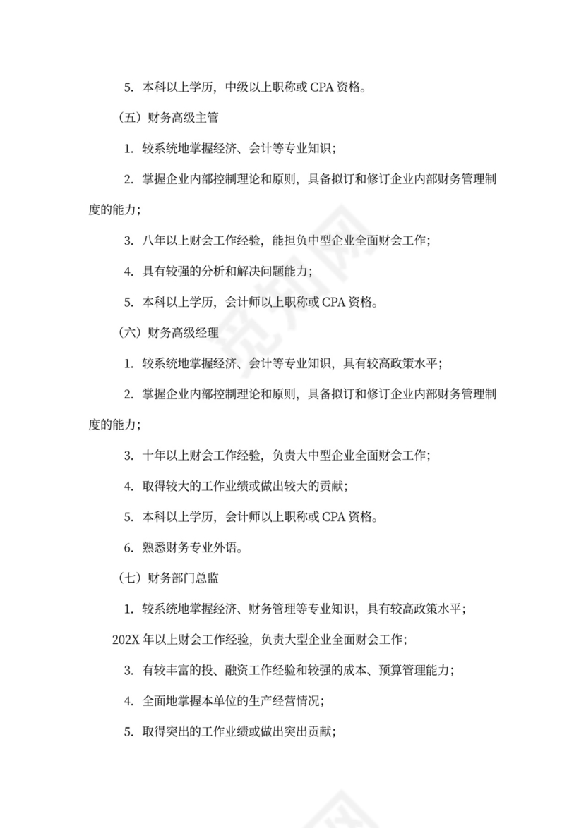 财务人员职级管理办法