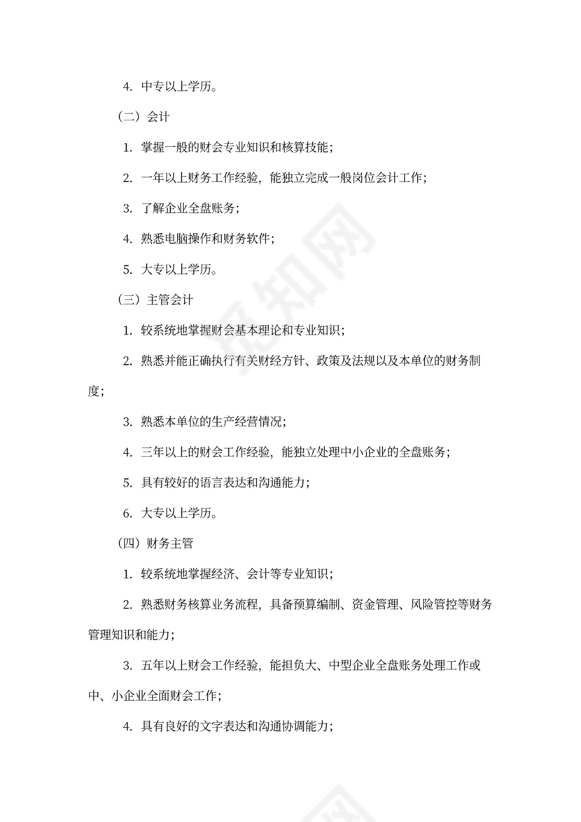 财务人员职级管理办法