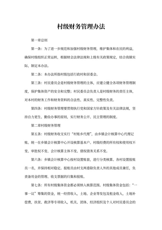 村级财务管理办法