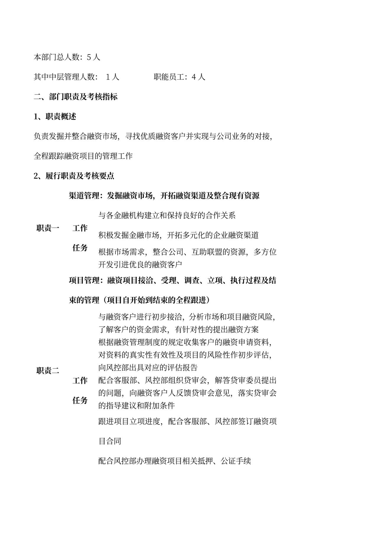 各部门的岗位职责