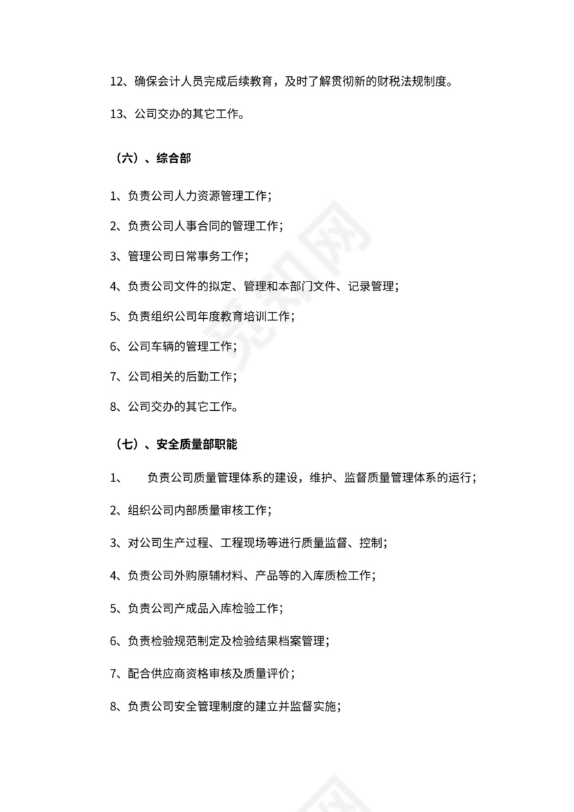 公司新组织架构新模板