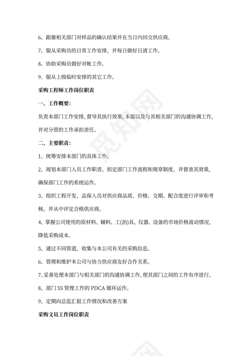 采购员工作内容及岗位职责