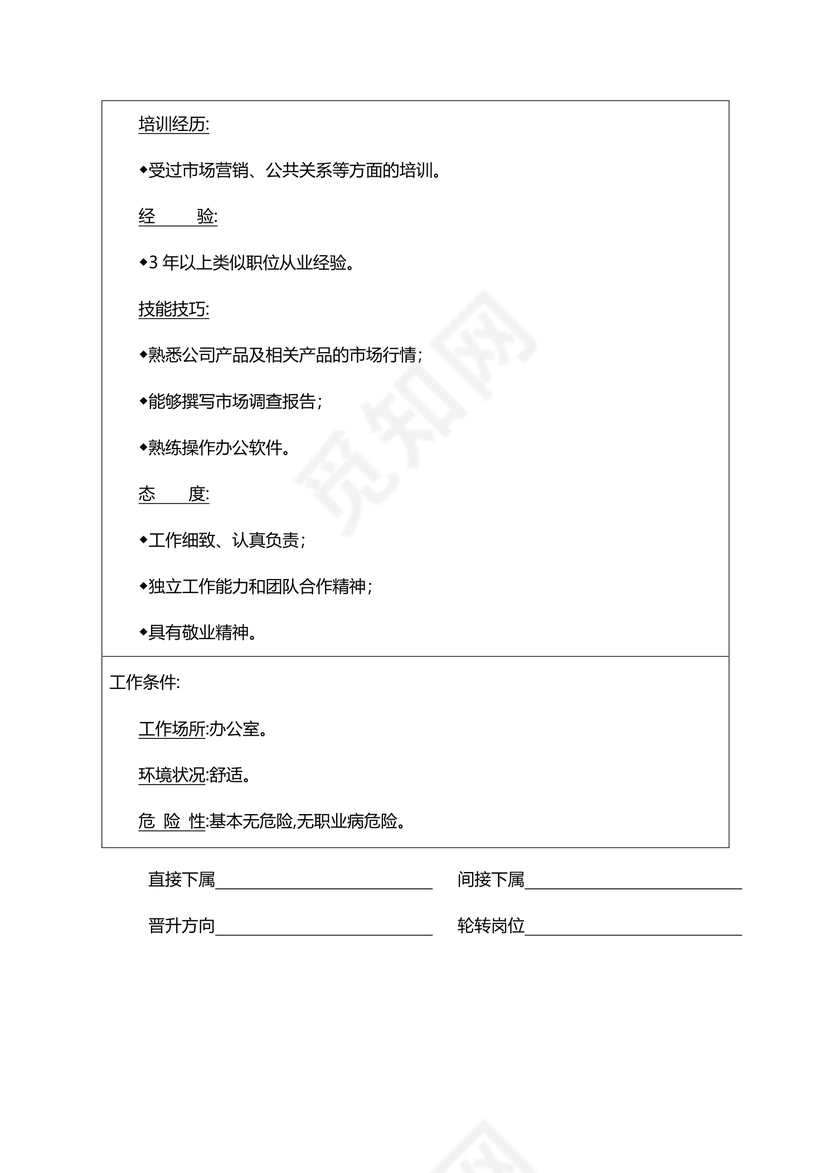 市场助理-市场营销职位职责