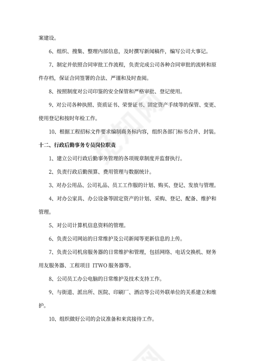 公司综合管理部各岗位职责Word文档