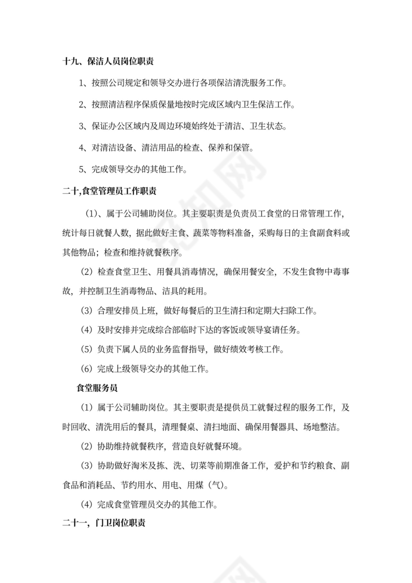 公司综合管理部各岗位职责Word文档