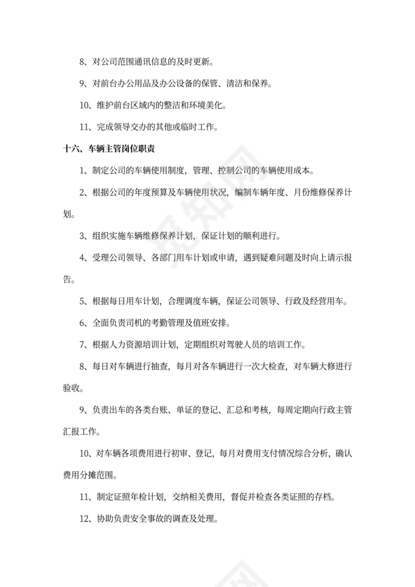 公司综合管理部各岗位职责Word文档
