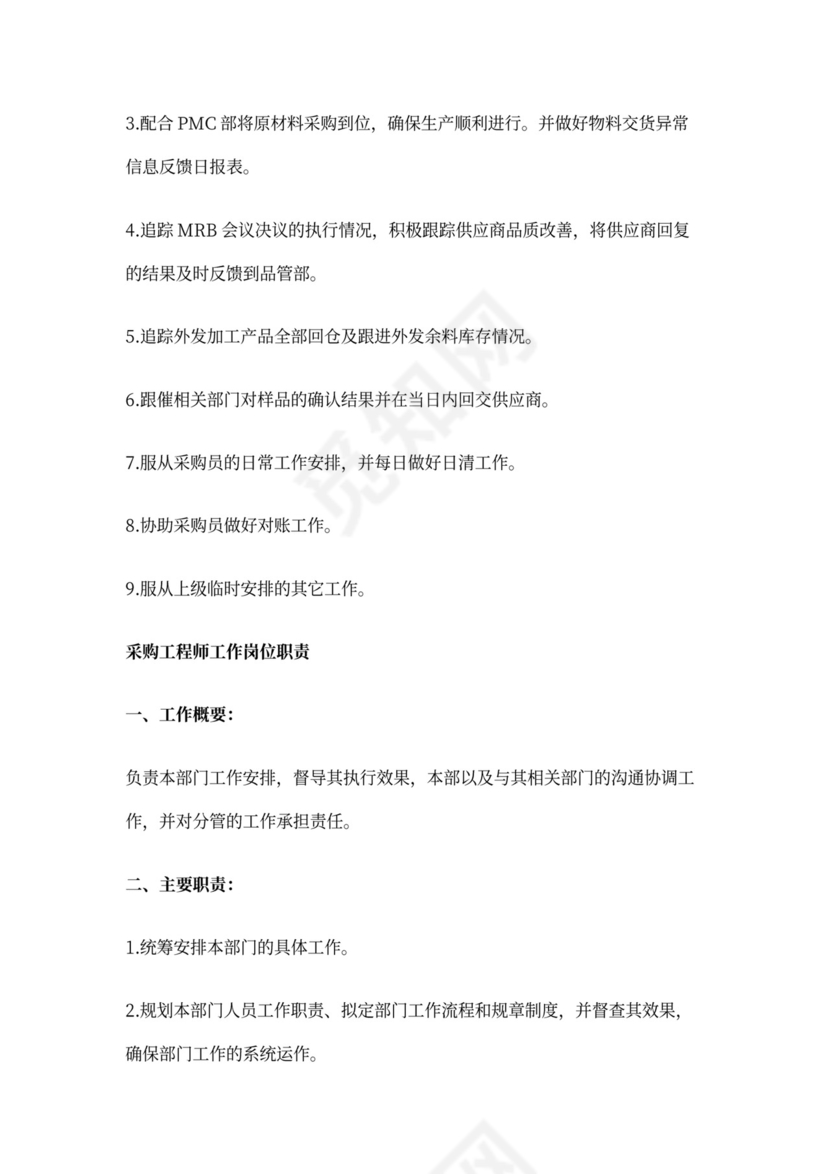 采购岗位职责