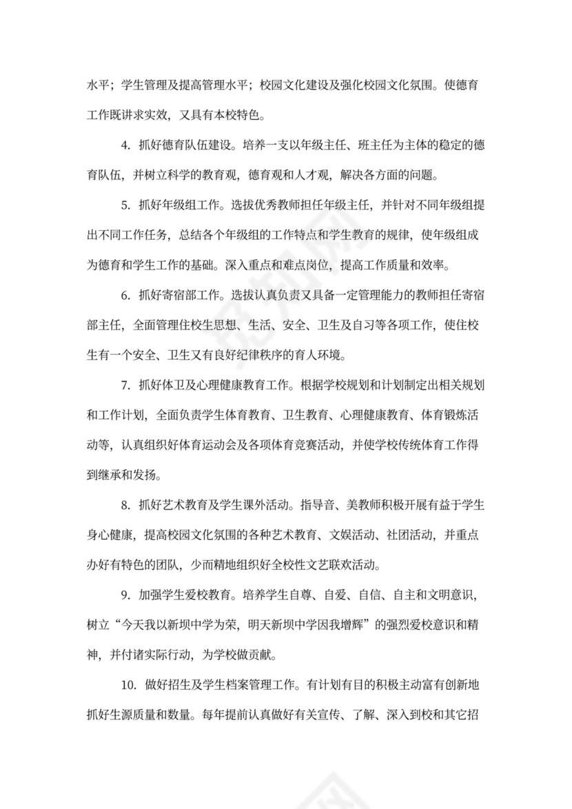 德育副校长岗位职责说明书