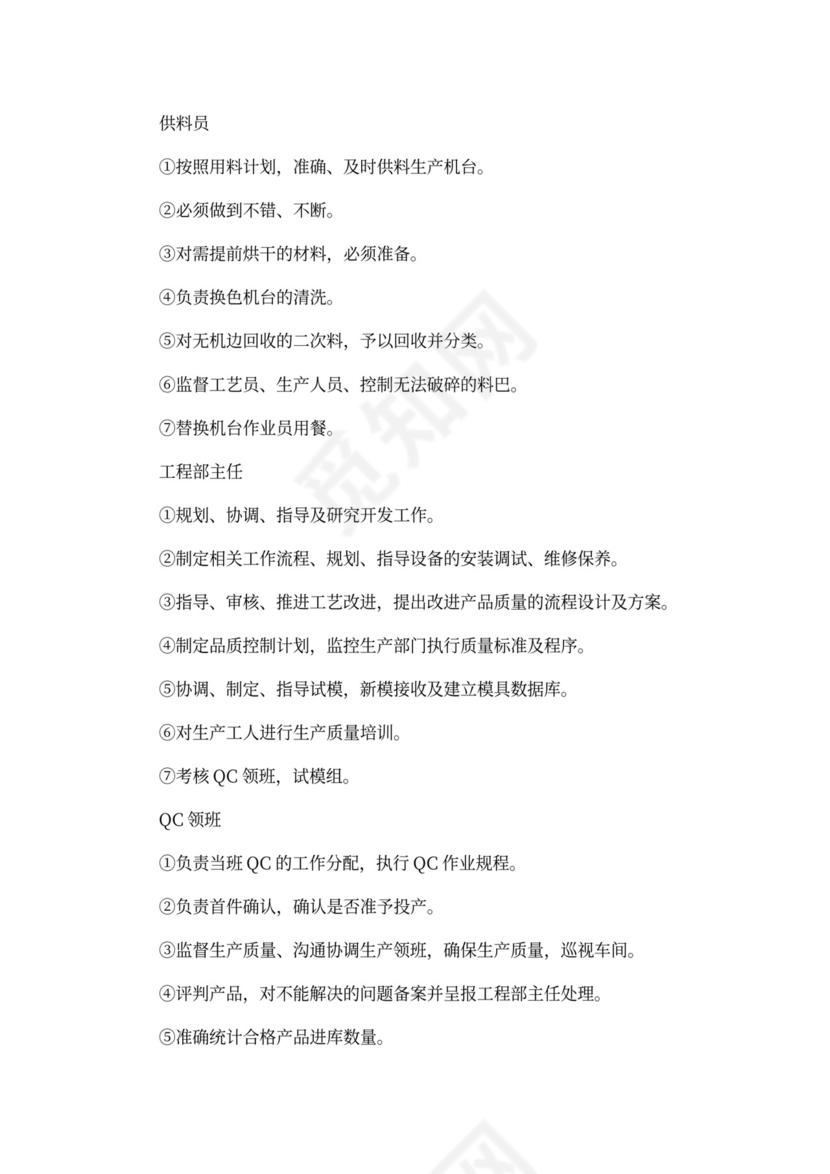 最新工厂岗位职责说明书