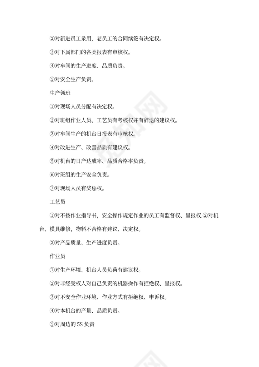 最新工厂岗位职责说明书