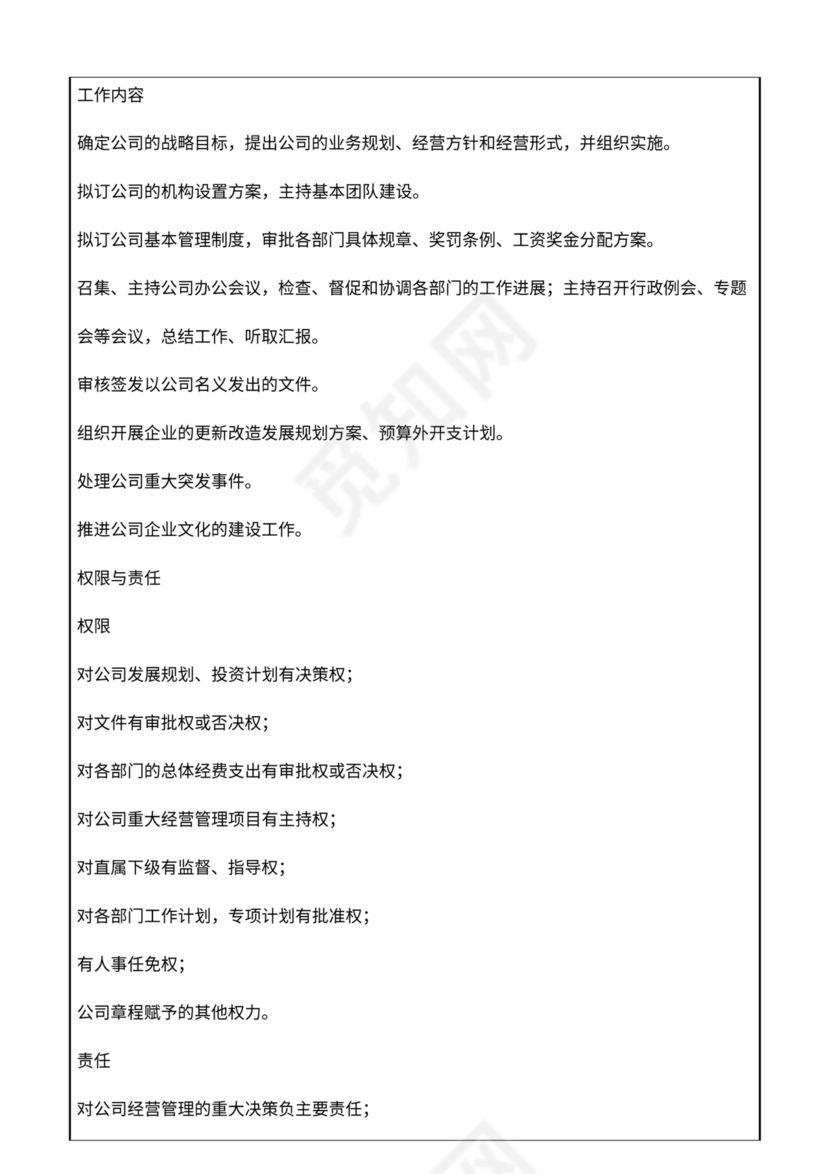 公司部门职责岗位职责大全Word文档