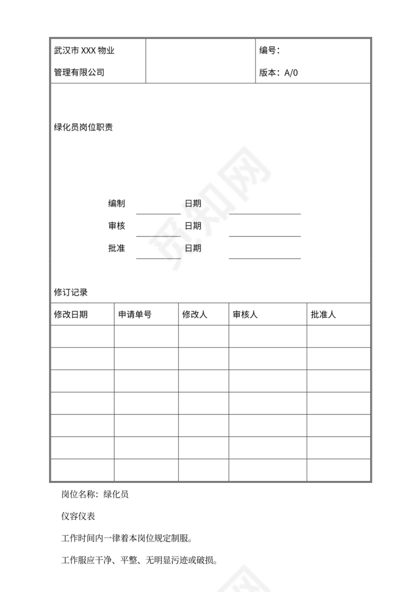 绿化员岗位职责