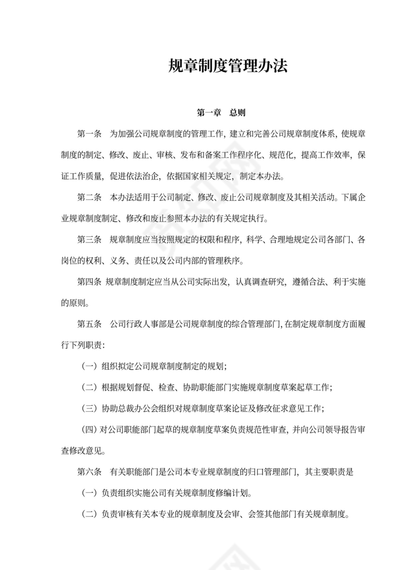 规章制度管理办法word
