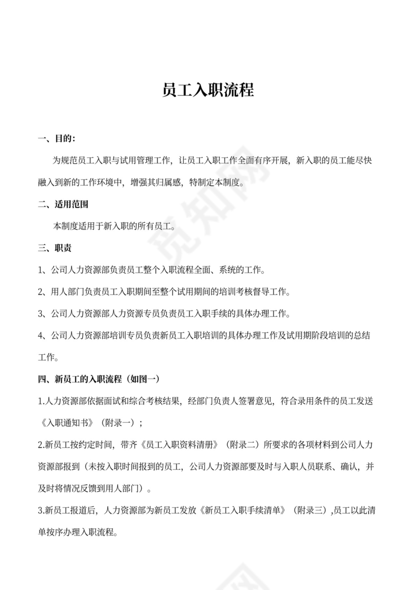 员工标准入职流程模板