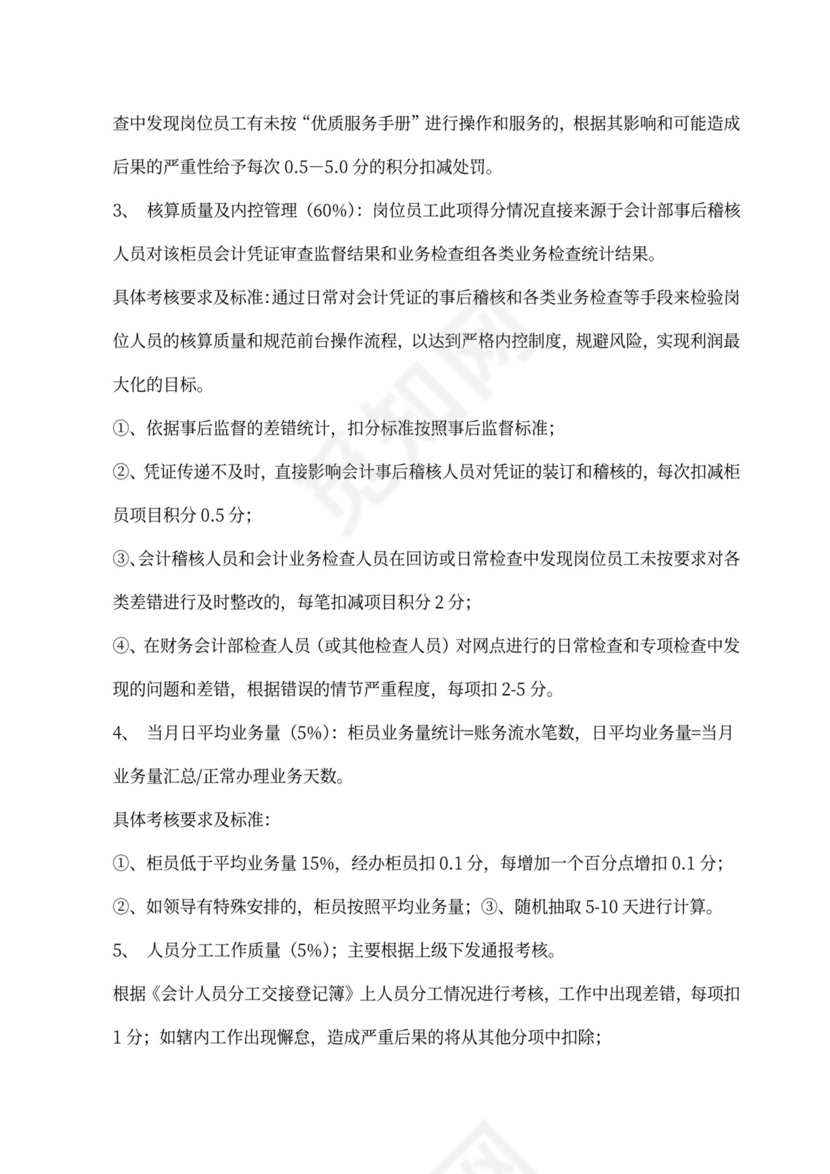 银行绩效考核办法