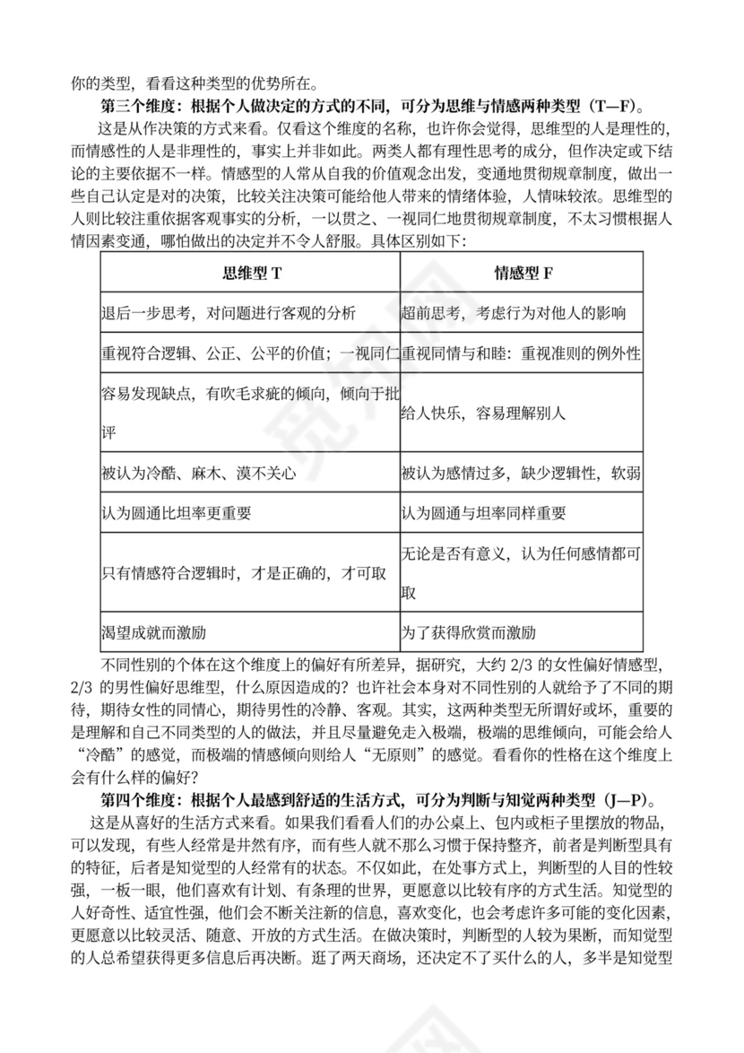 MBTI职业性格测试及解析word文档