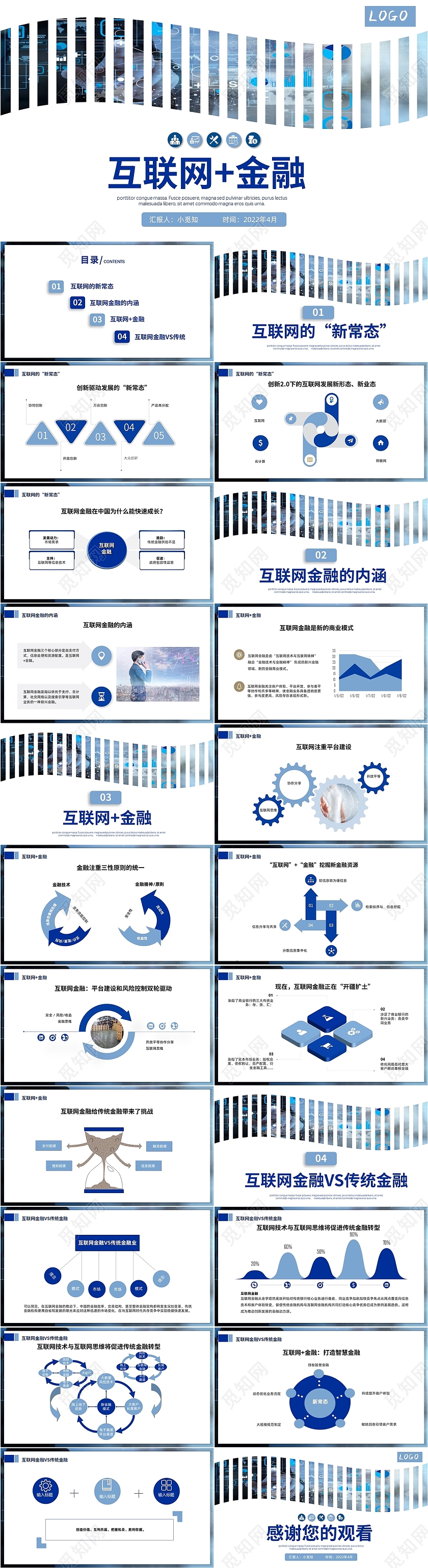 蓝色商务风格互联网金融PPT工作培训PPT互联网+金融