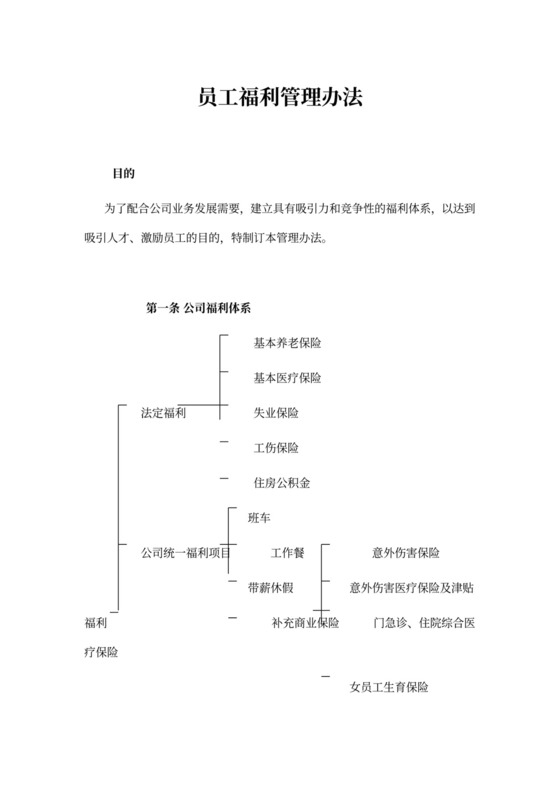 员工福利管理办法简约版