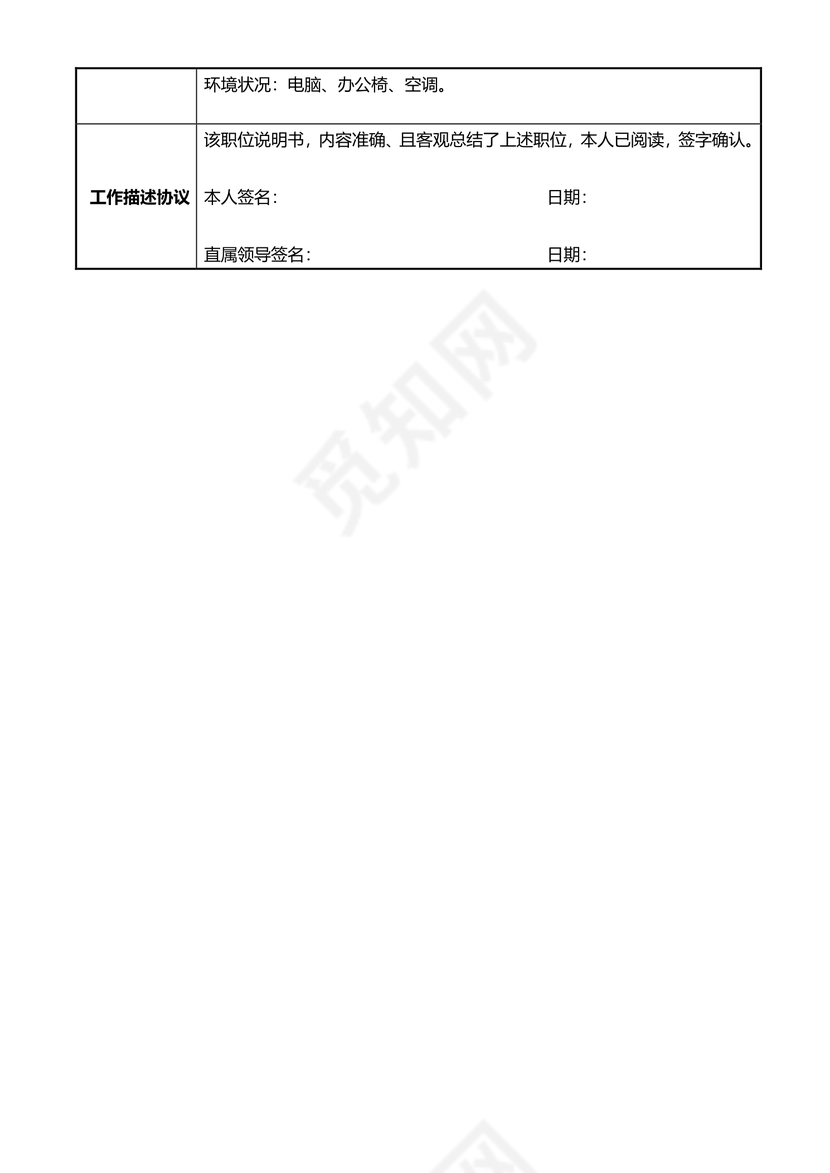 薪酬体系主管岗位职责说明书