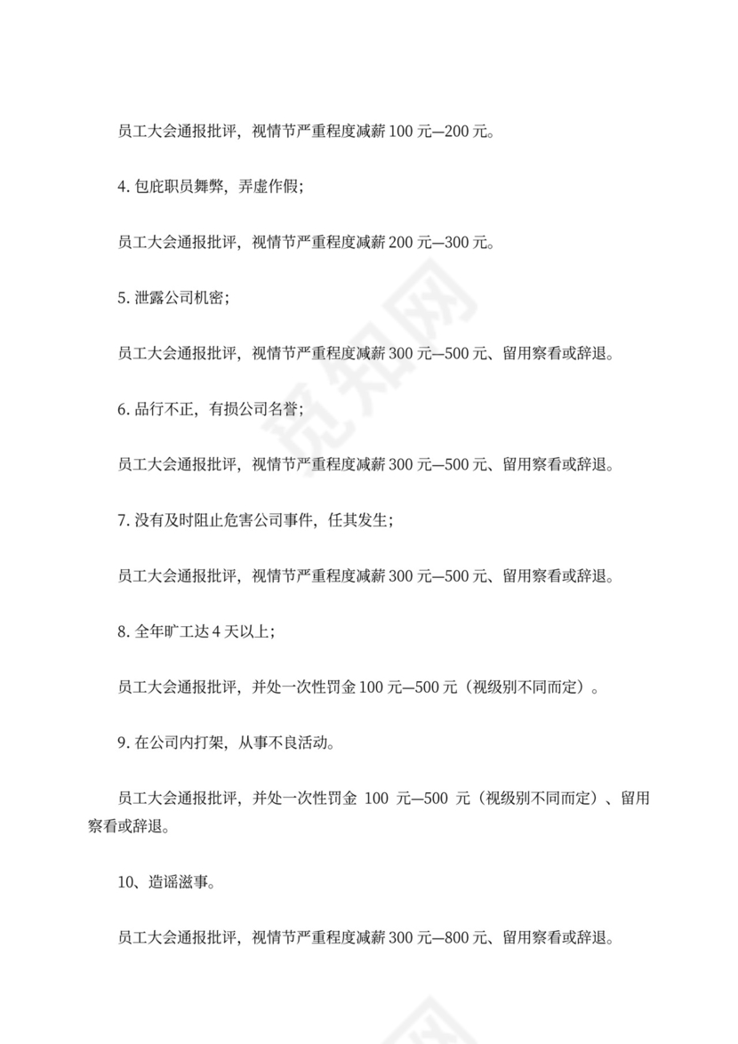 公司员工奖励制度