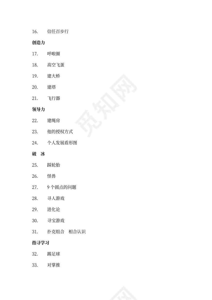 32个团队建设游戏大全