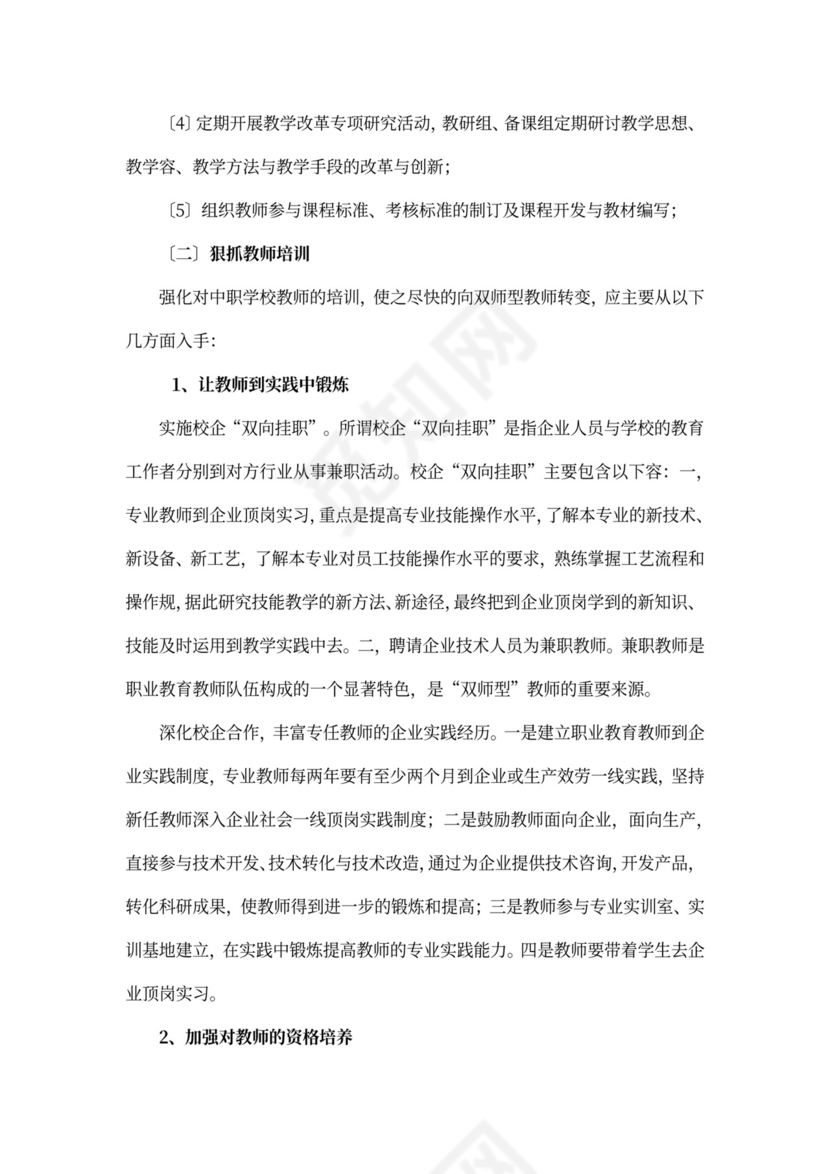 双师型教师队伍建设规划及总结