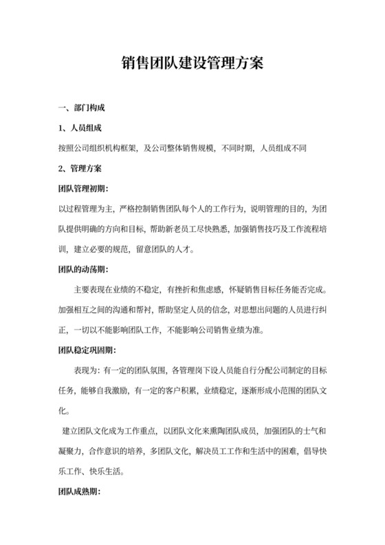 销售团队建设方案