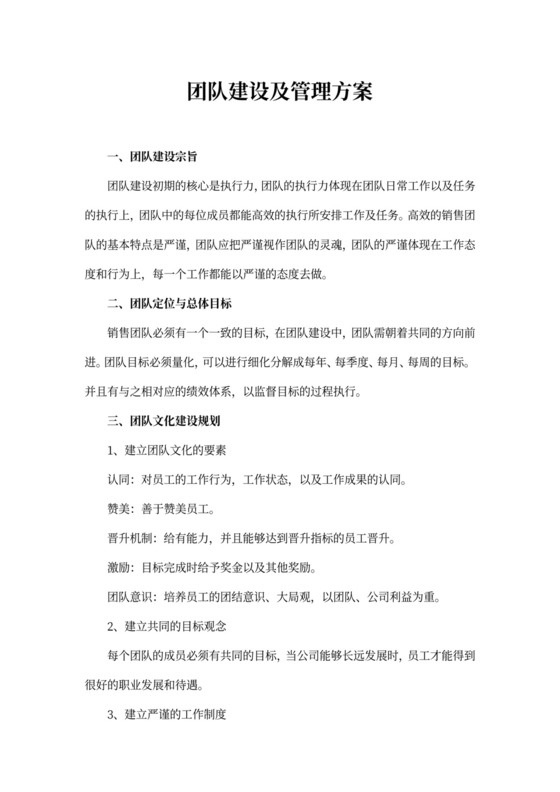 团队建设及管理方案