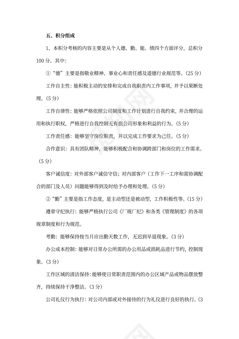 员工积分激励机制