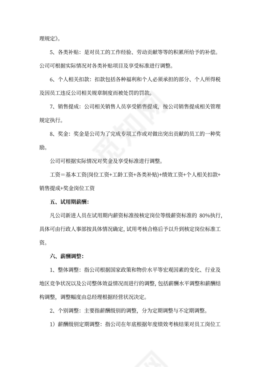 薪酬管理制度模板