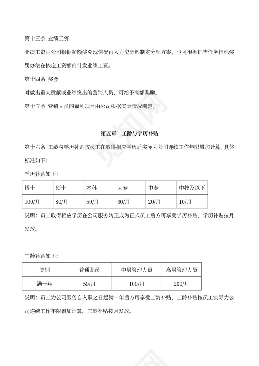 公司薪酬激励制度