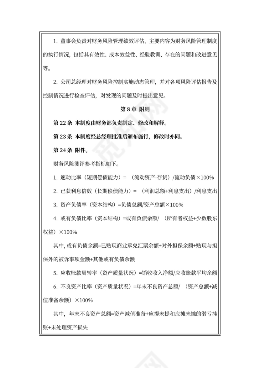 财务风险控制管理制度