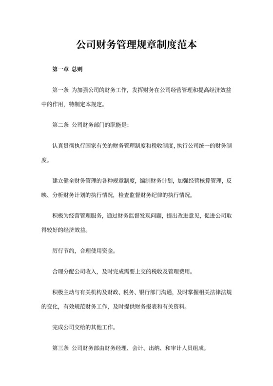 公司财务管理规章制度word