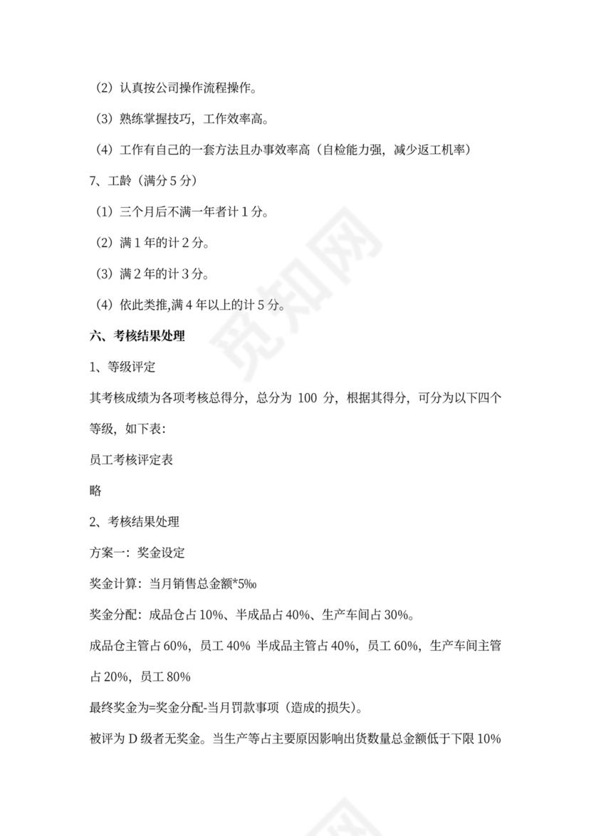 员工考核细则及考核评分表内容