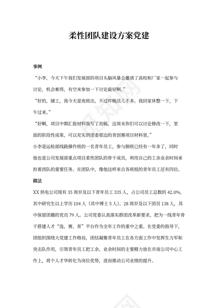 党建柔性团队建设方案