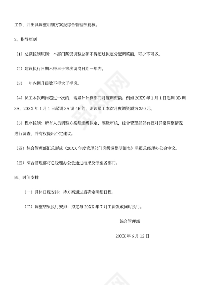 年度薪资调整方案