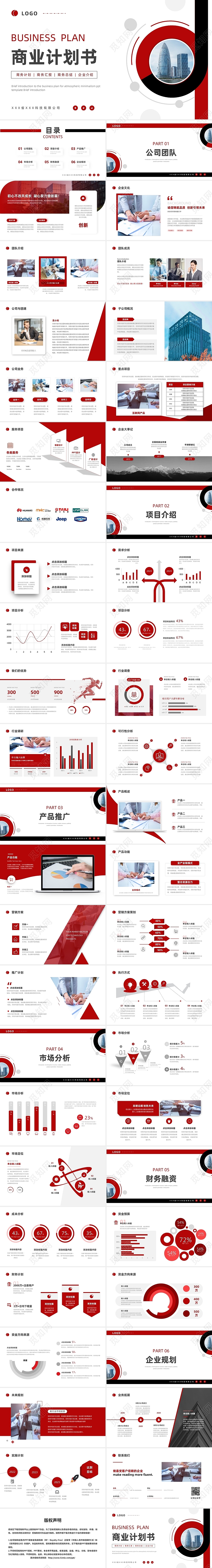 红色黑色大气通用商业计划书PPT模板