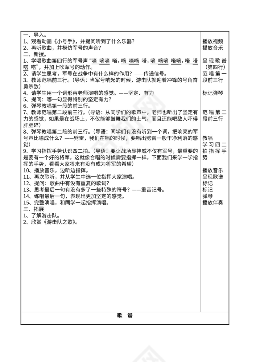小学音乐教案小号手之歌