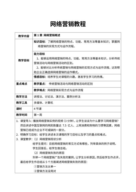 网络营销教案-超详细