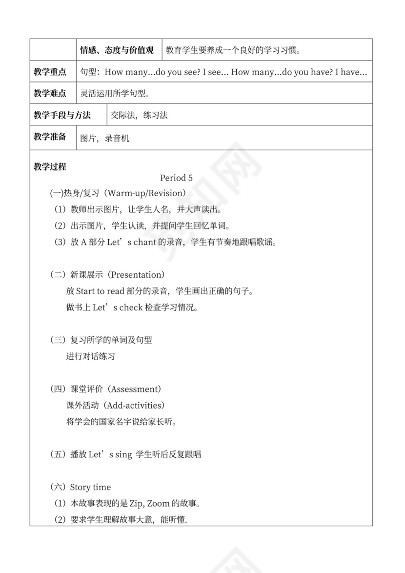 人教版小学三年级下册英语全册教案