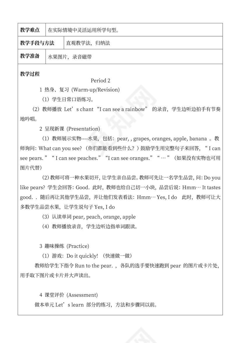 人教版小学三年级下册英语全册教案