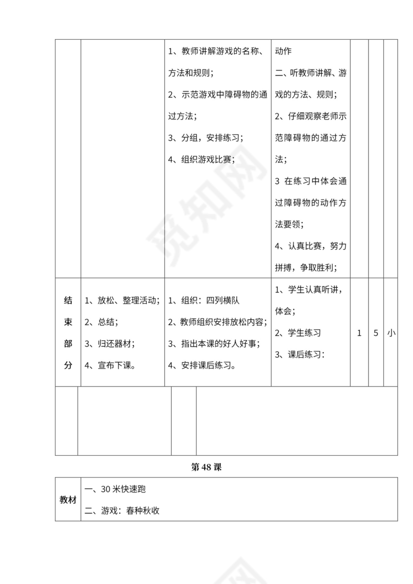 小学四年级体育课教案全集