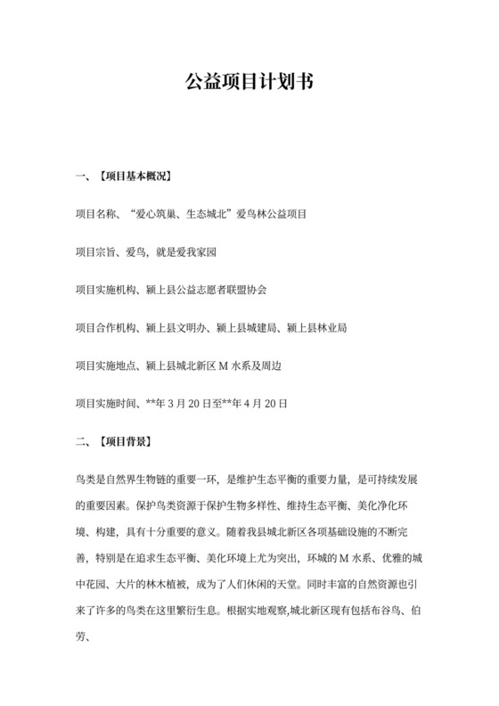 公益项目计划书