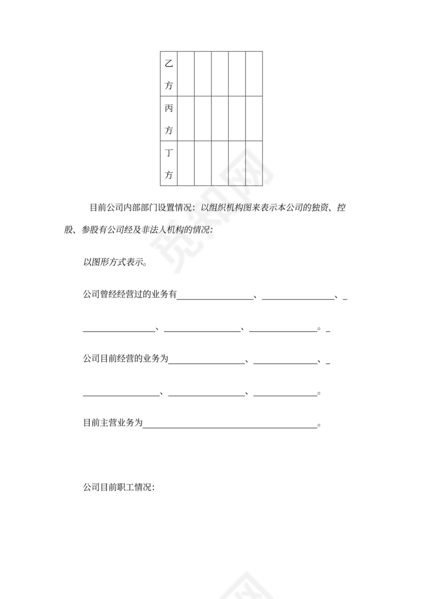 创业商业融资计划书模板