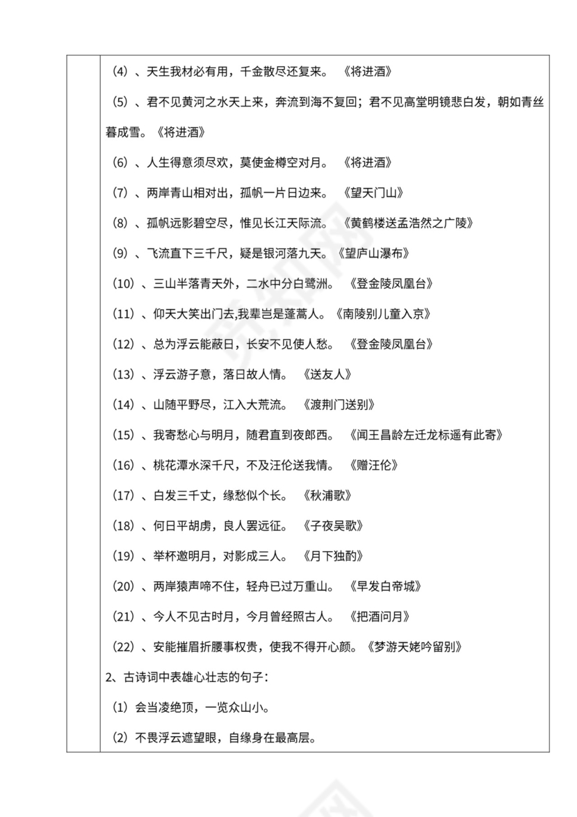 初中语文人教部编版九年级上册《13诗词三首-行路难》教材教案