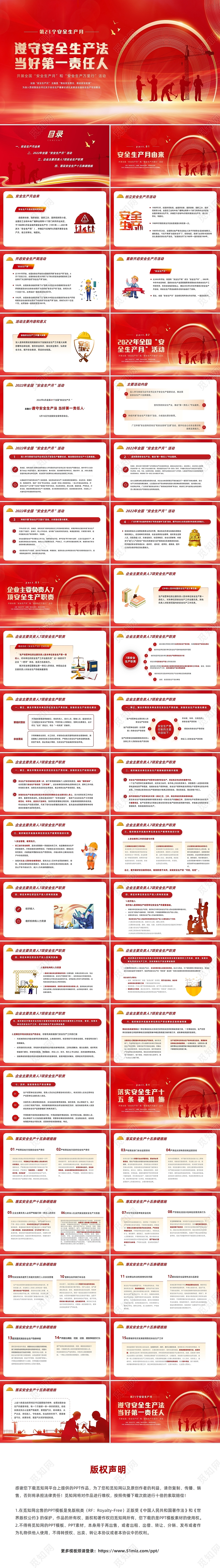 红色简约风2022年安全生产月培训