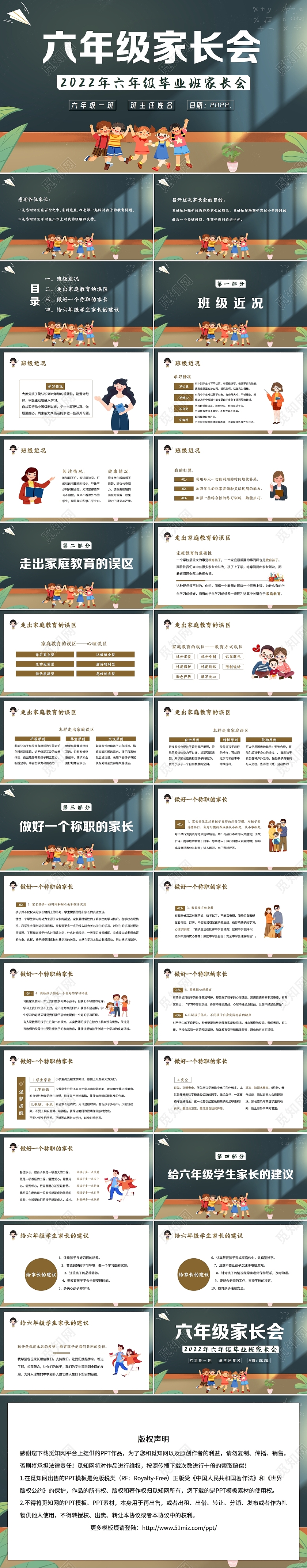 2022年六年级毕业班家长会六年级毕业家长会PPT课件