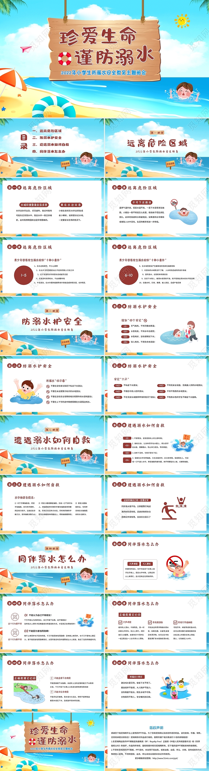 2022年小学生预防溺水主题班会珍爱生命谨防溺水PPT课件小学生防溺水安全教育